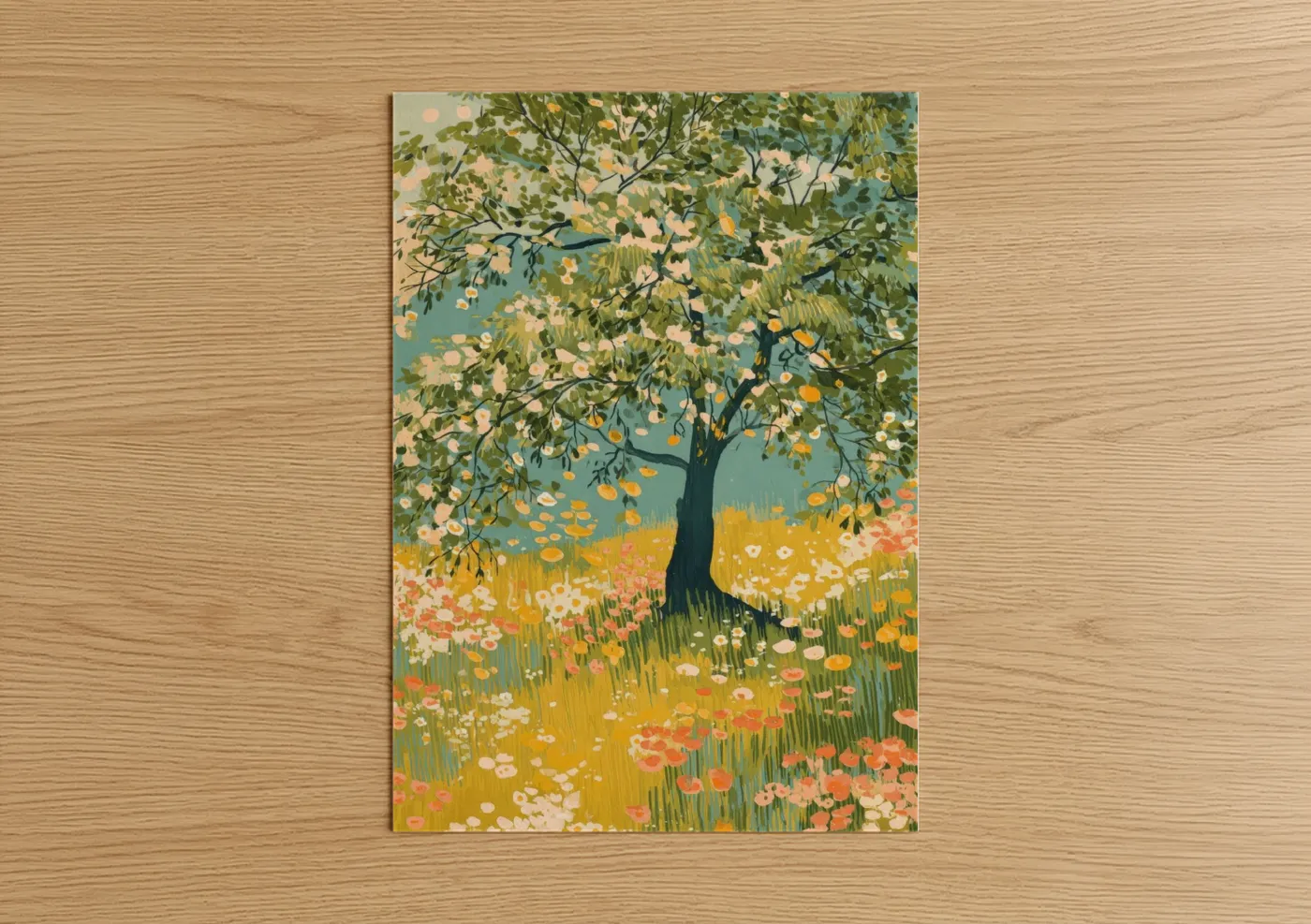 Golden Linden Tree Spring Flowers Wall Art