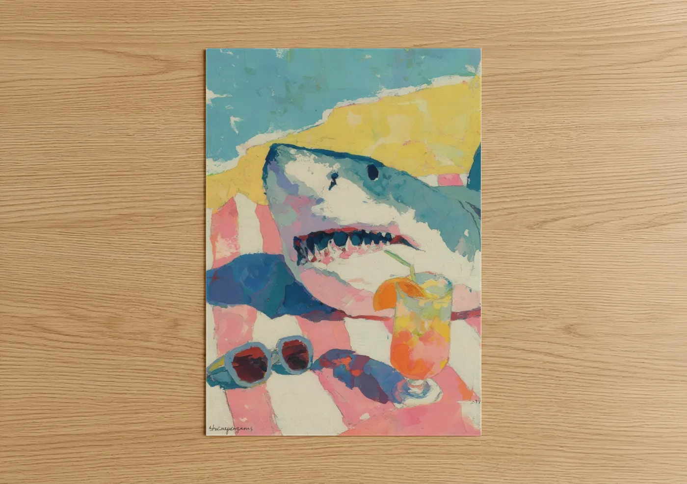 Basking Shark Beach Vacation Pop Wall Art