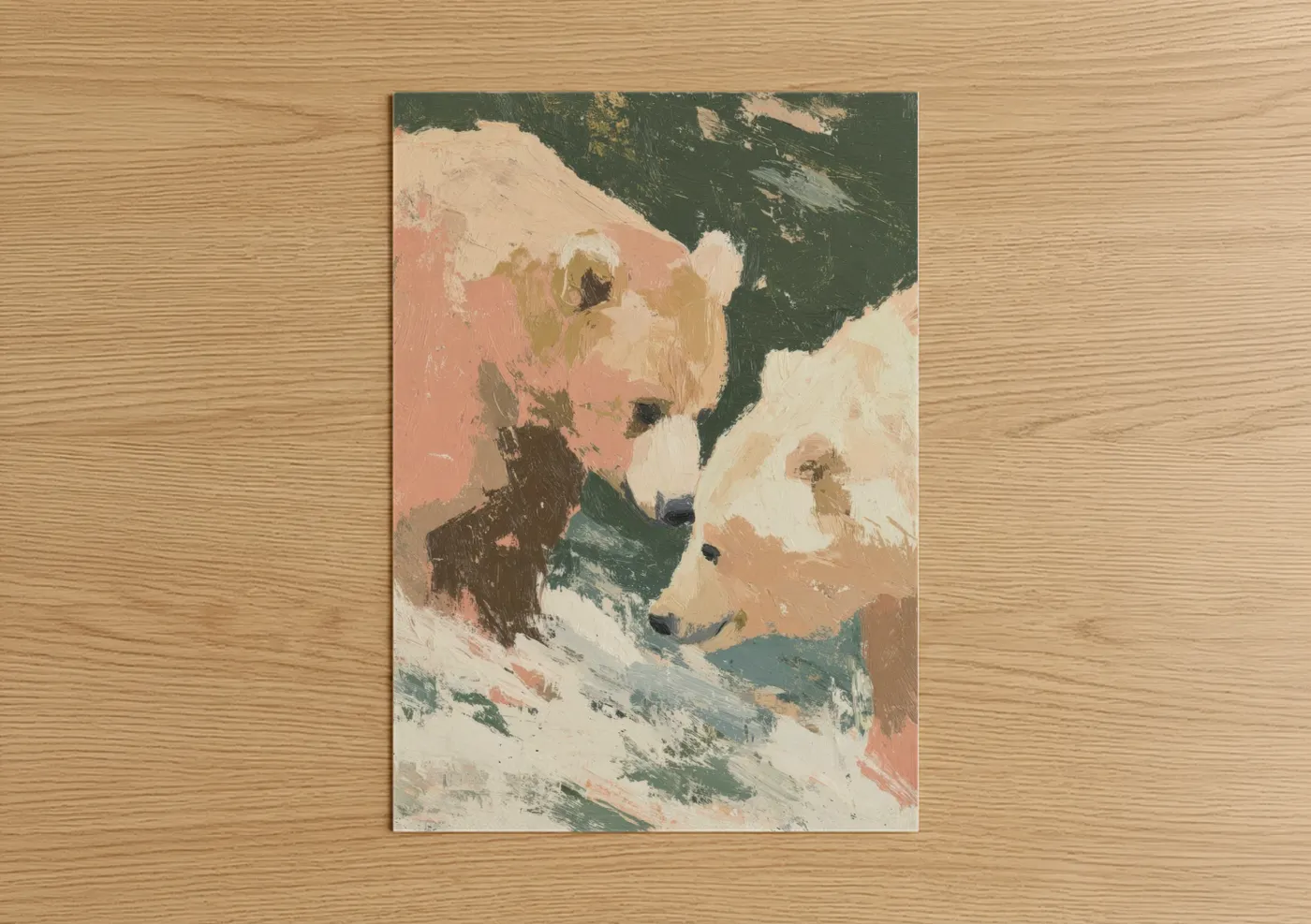 Affectionate Bears Abstract Love Wall Art