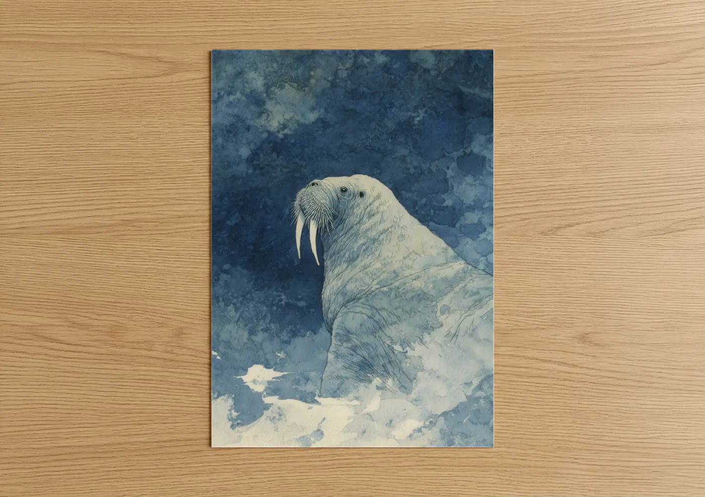 Arctic Walrus Watercolor Illustration Wall Art
