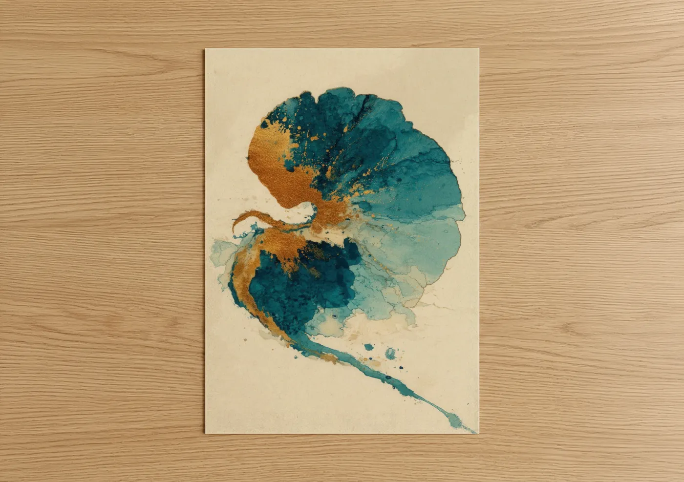 Teal Nautilus Watercolor Abstract Wall Art