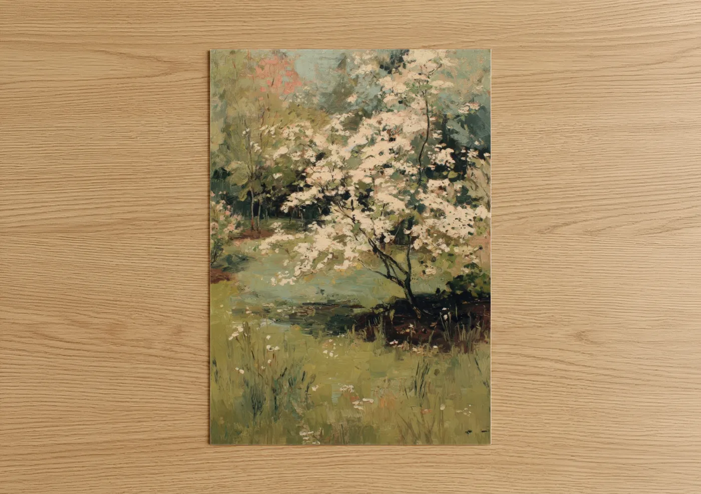 Dogwood Spring Blossoms Watercolor Wall Art