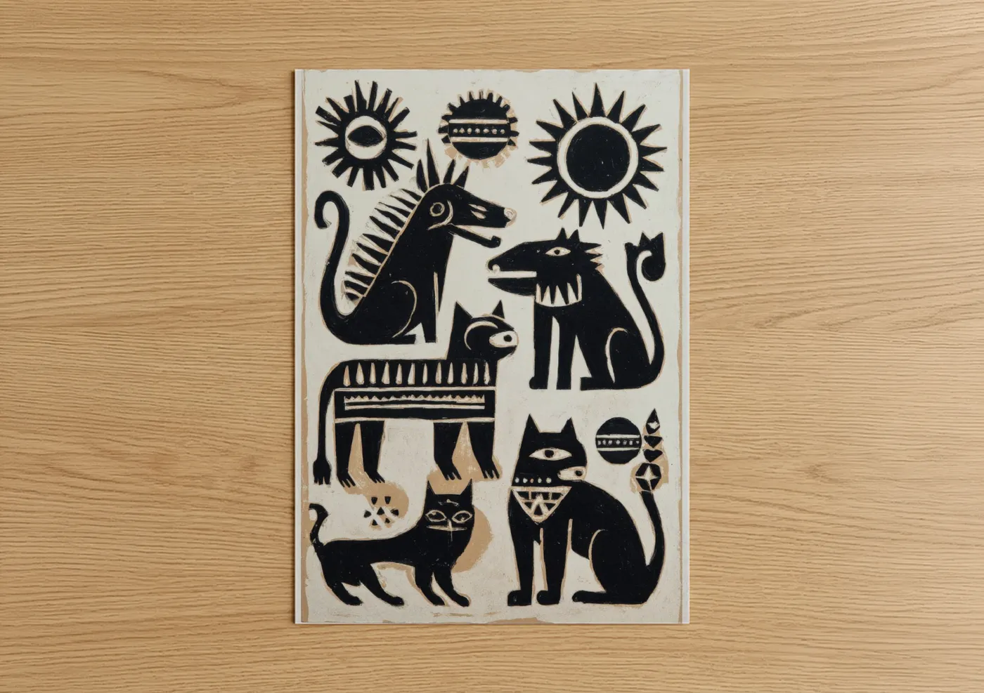 Sacred Cats Ancient Mystical Black Wall Art