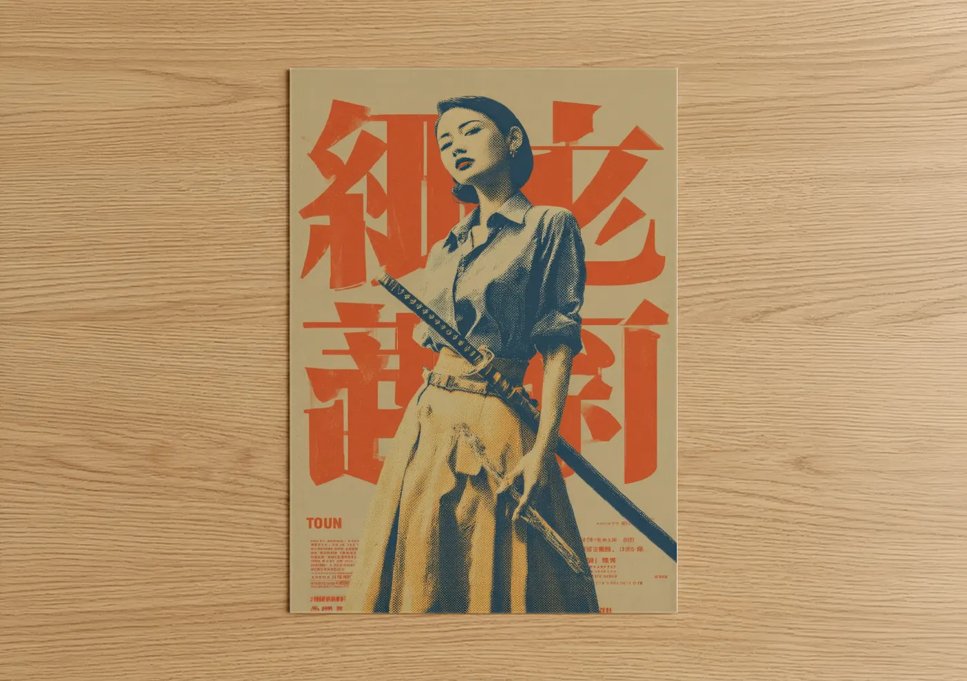 Vintage Japanese Samurai Woman Art Print Wall Art
