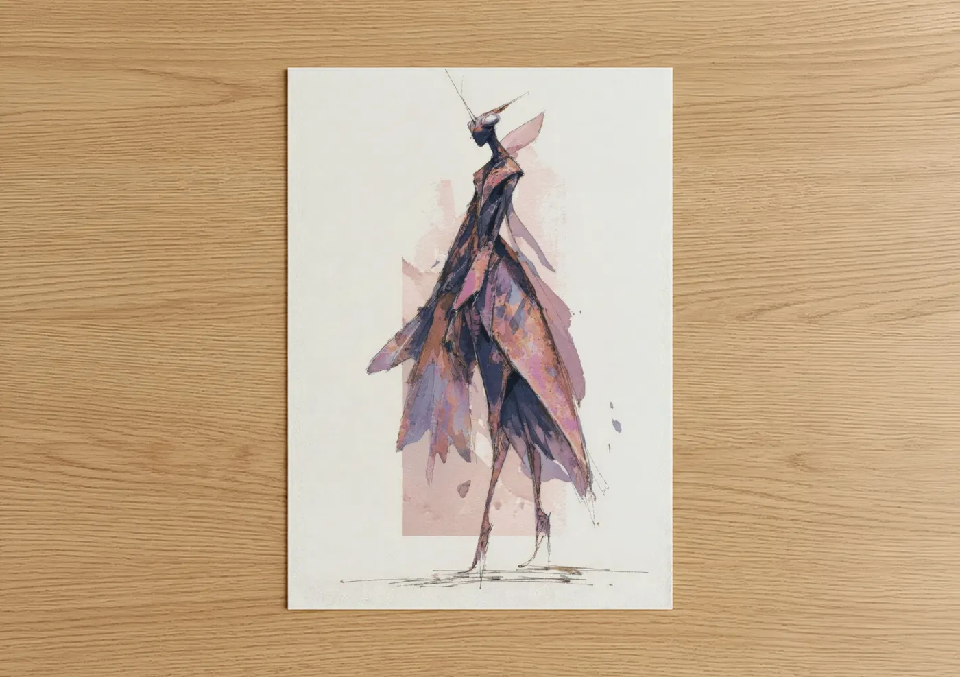 Ethereal Praying Mantis Watercolor Wall Art