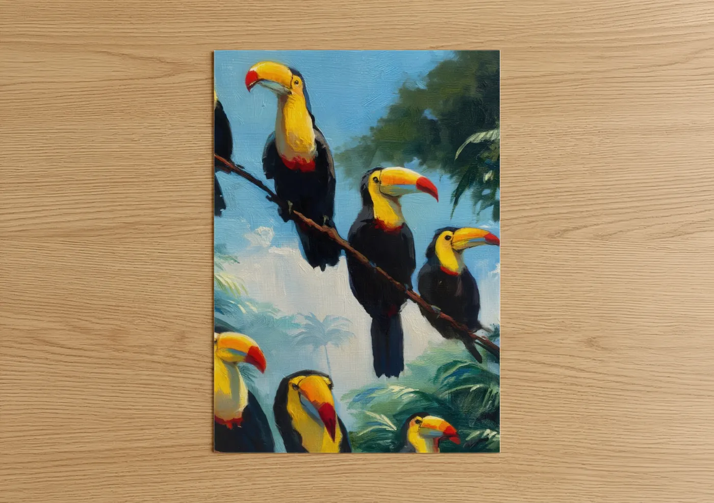 Colorful Toucan Birds Tropical Painting Wall Art