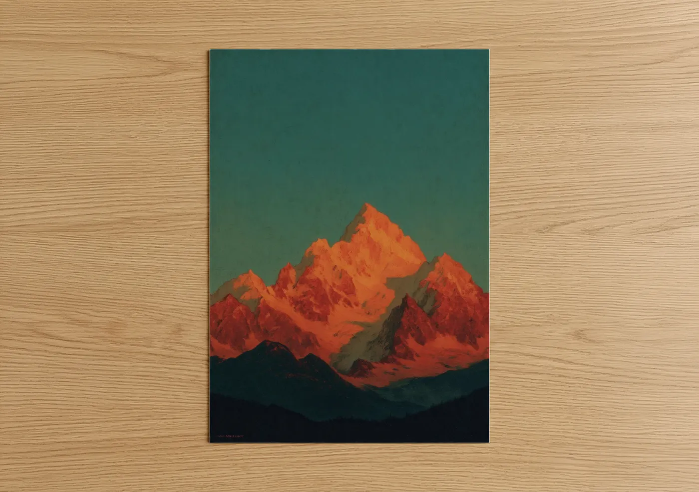 Crimson Mountain Sunset Landscape Wall Art