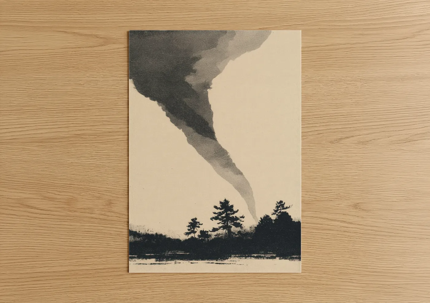 Dark Tornado Natural Wonder Illustration Wall Art