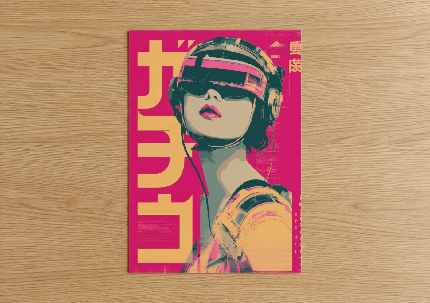 Neon Cyberpunk Woman Vr Headset Wall Art