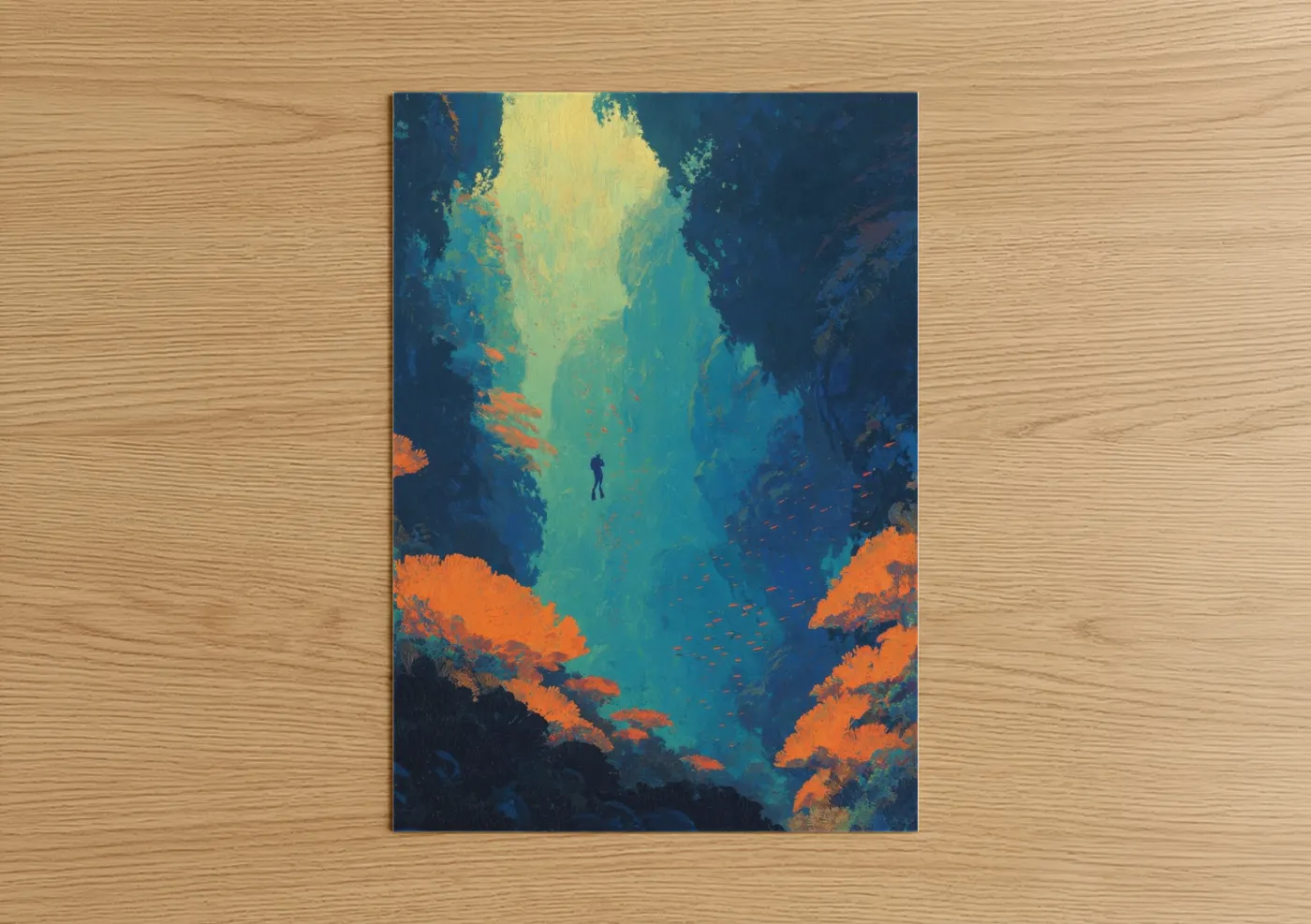 Underwater Canyon Diving Adventure Wall Art