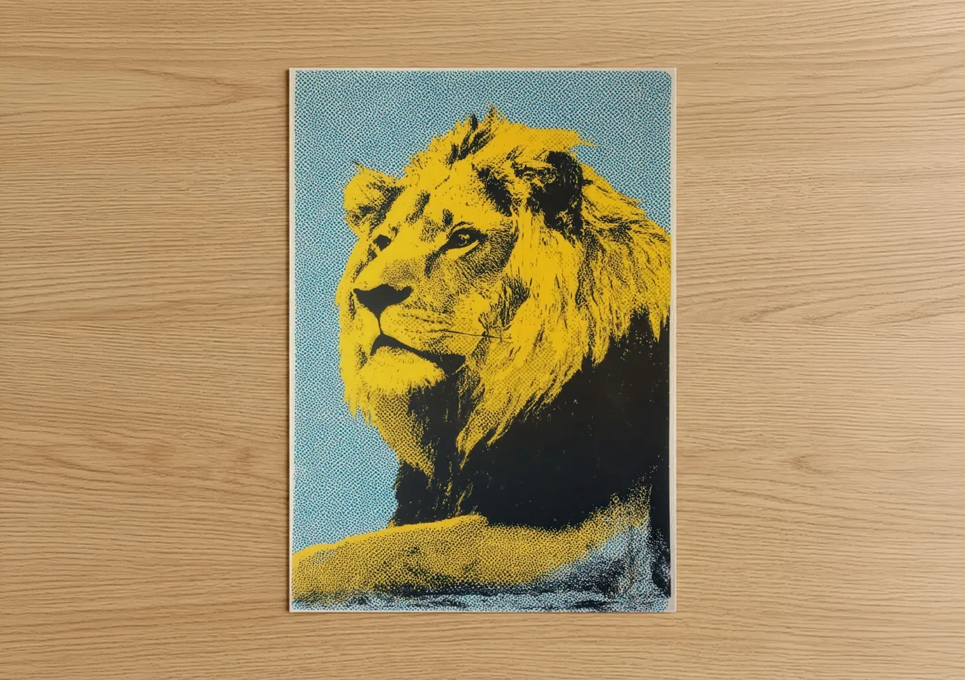 Golden Lion Portrait Pop Art Style Wall Art