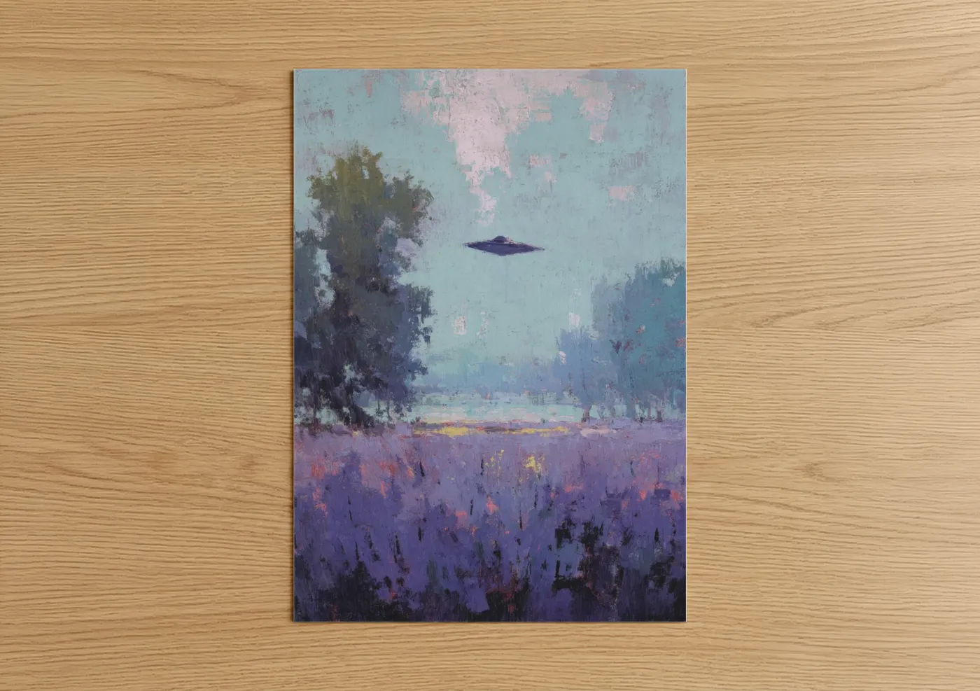 UFO Lavender Field Sci-Fi Wall Art