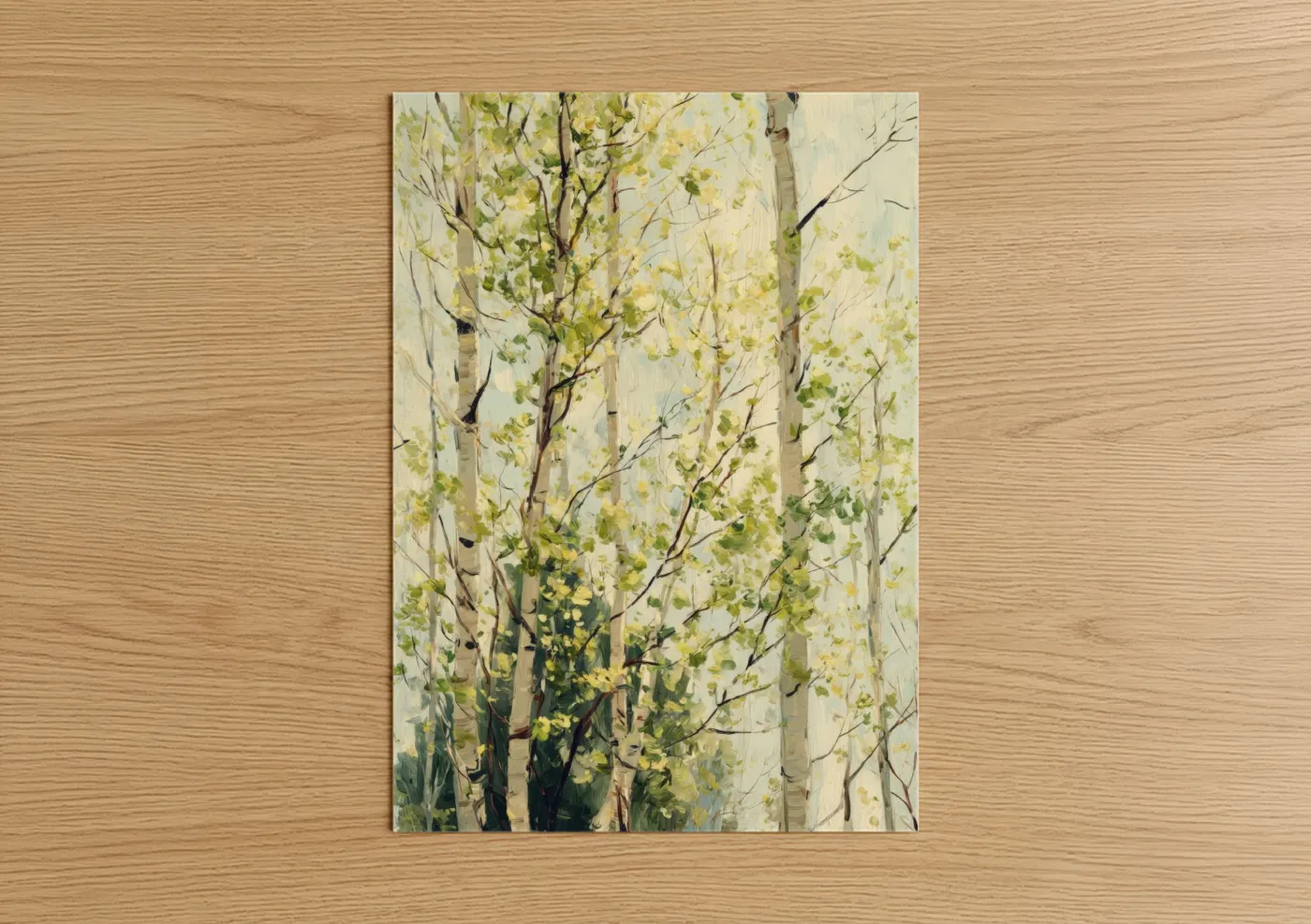 Golden Aspen Forest Watercolor Wall Art