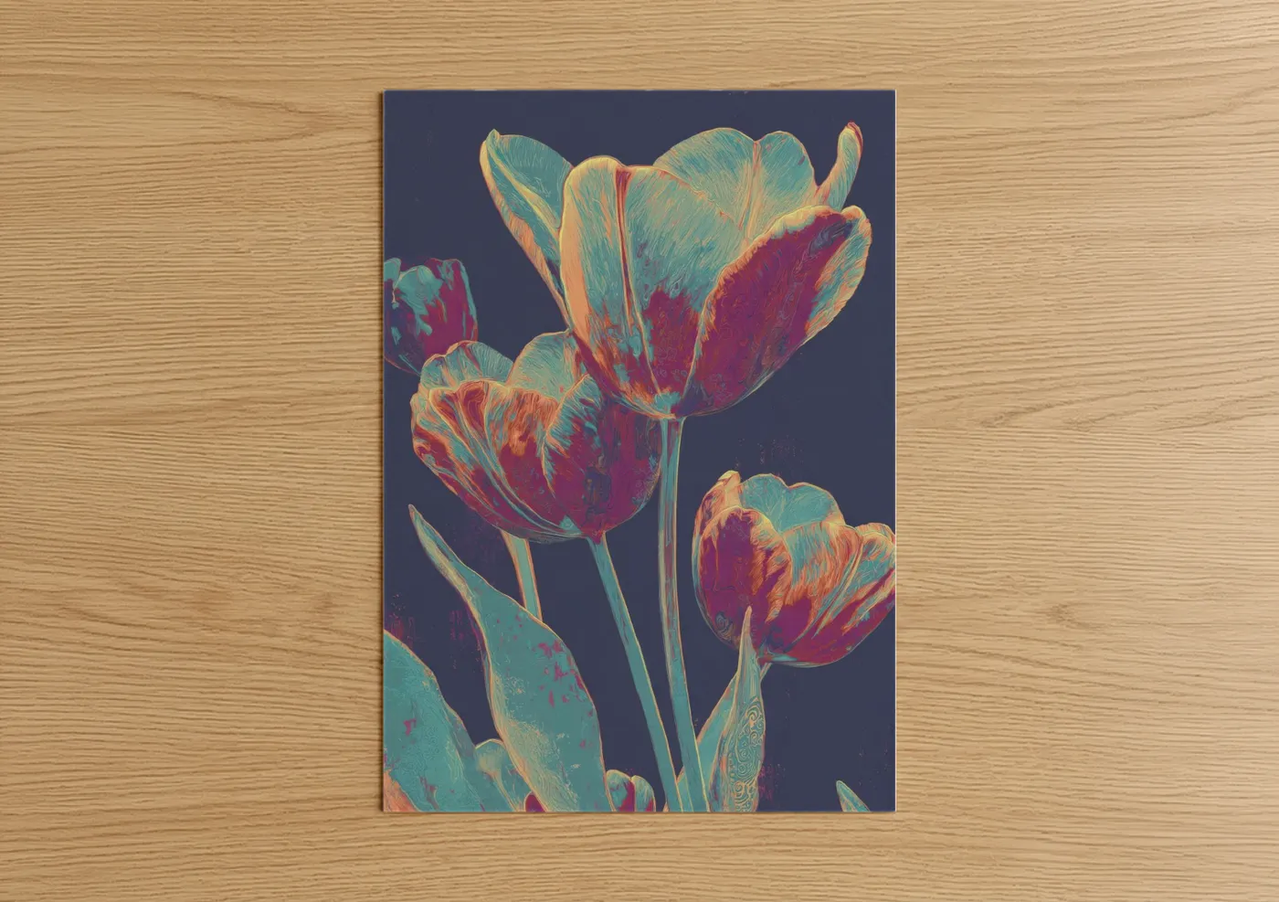 Jewel Tone Tulips Modern Floral Wall Art
