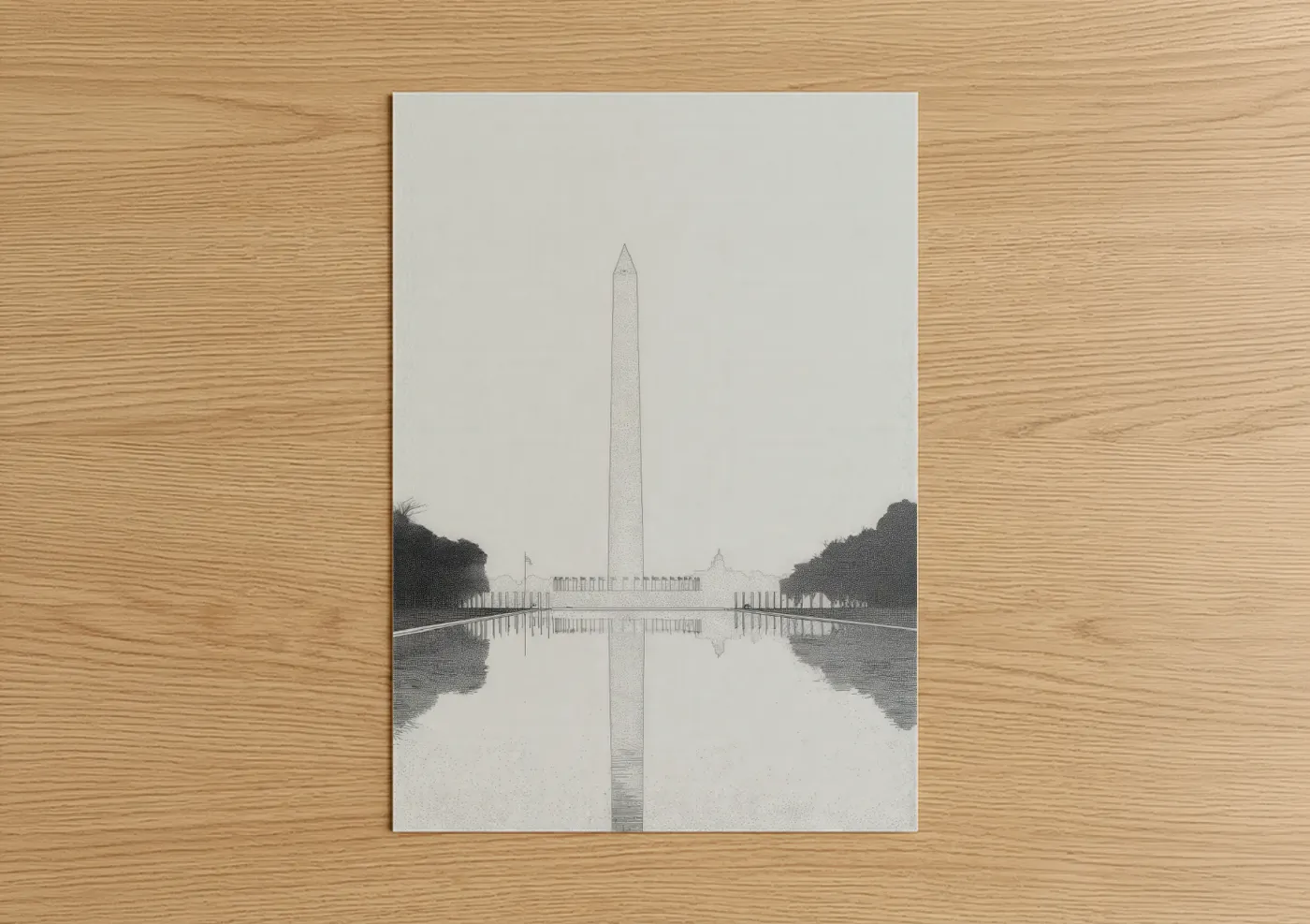 Washington Monument Reflection Black White Wall Art
