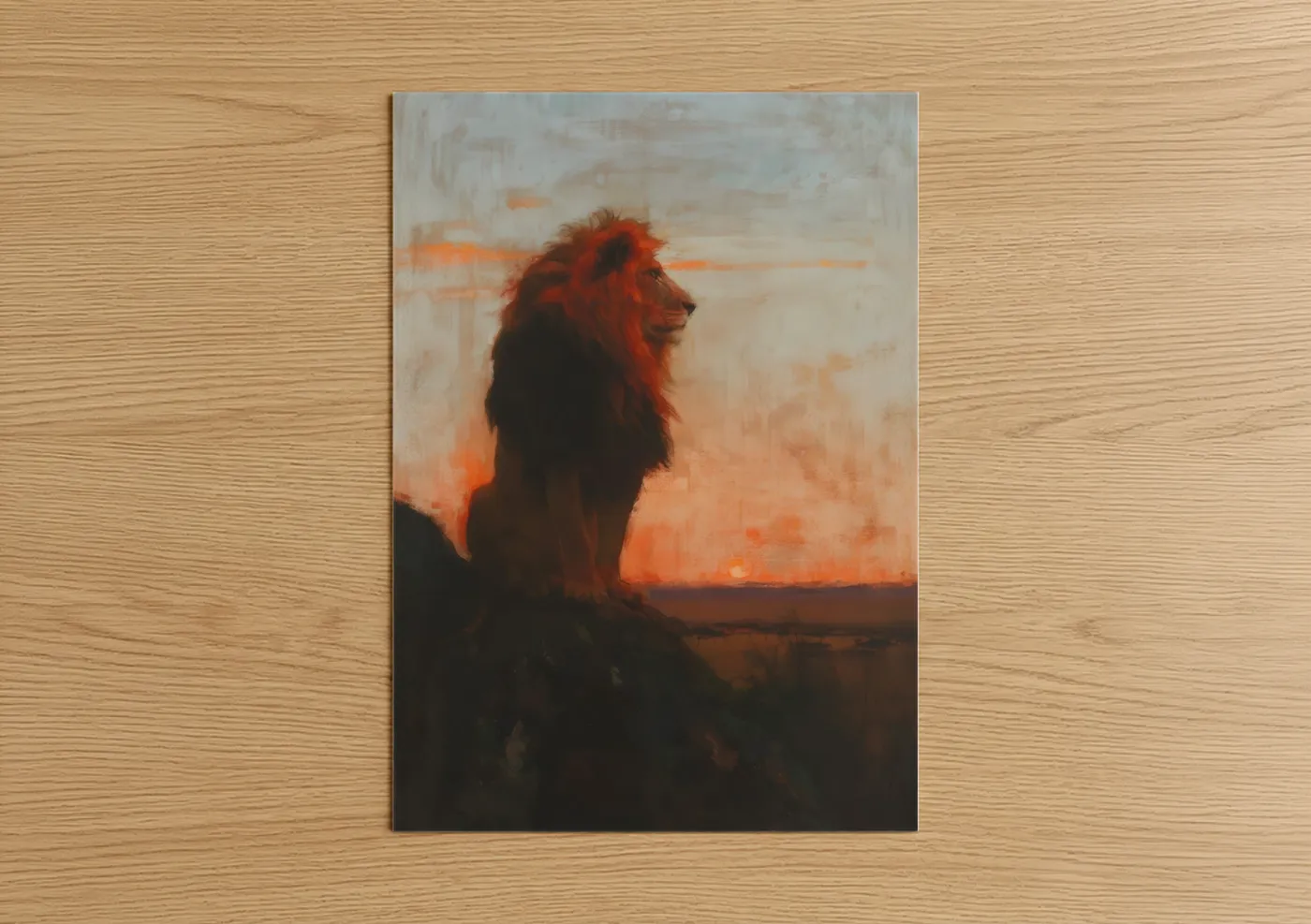 Majestic Lion Sunset Silhouette Wall Art