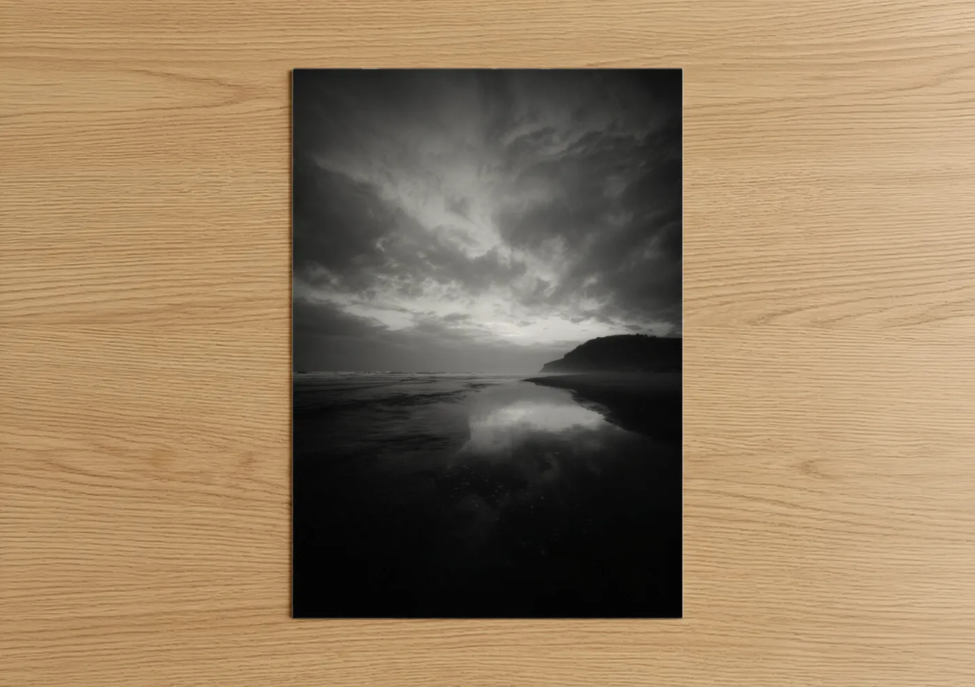 Stormy Coastal Reflection Beach Sunset Wall Art