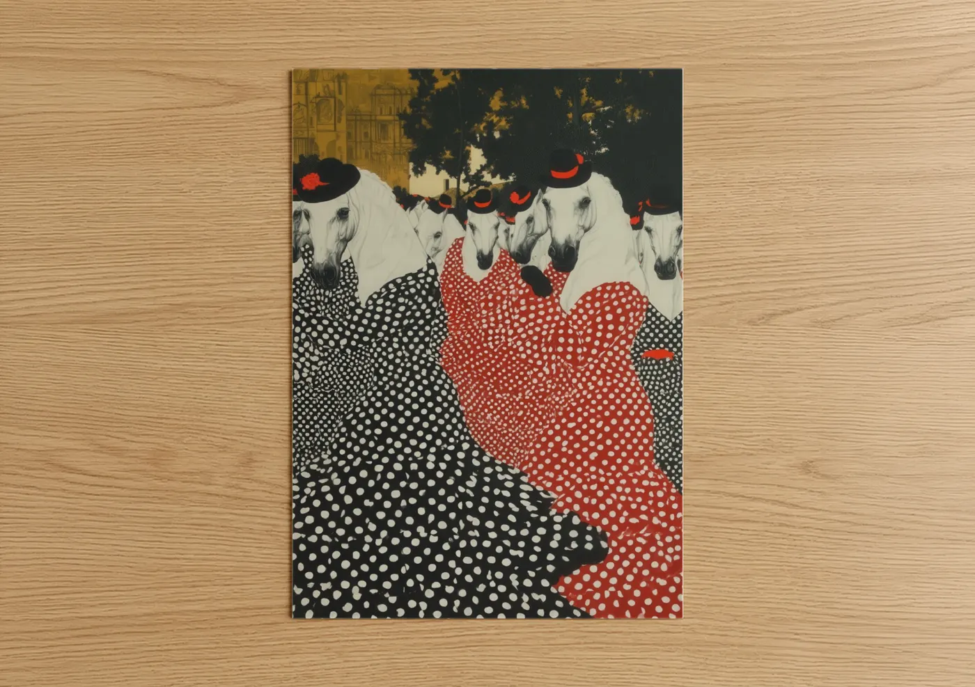 Elegant Andalusian Horses Polka Dot Fashion Wall Art