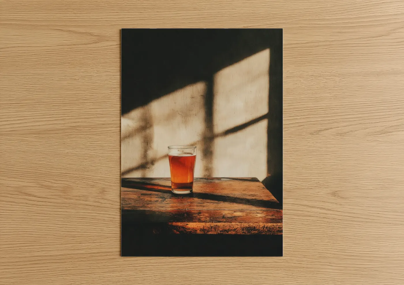 Golden Hour Beer Glass Window Light Wall Art