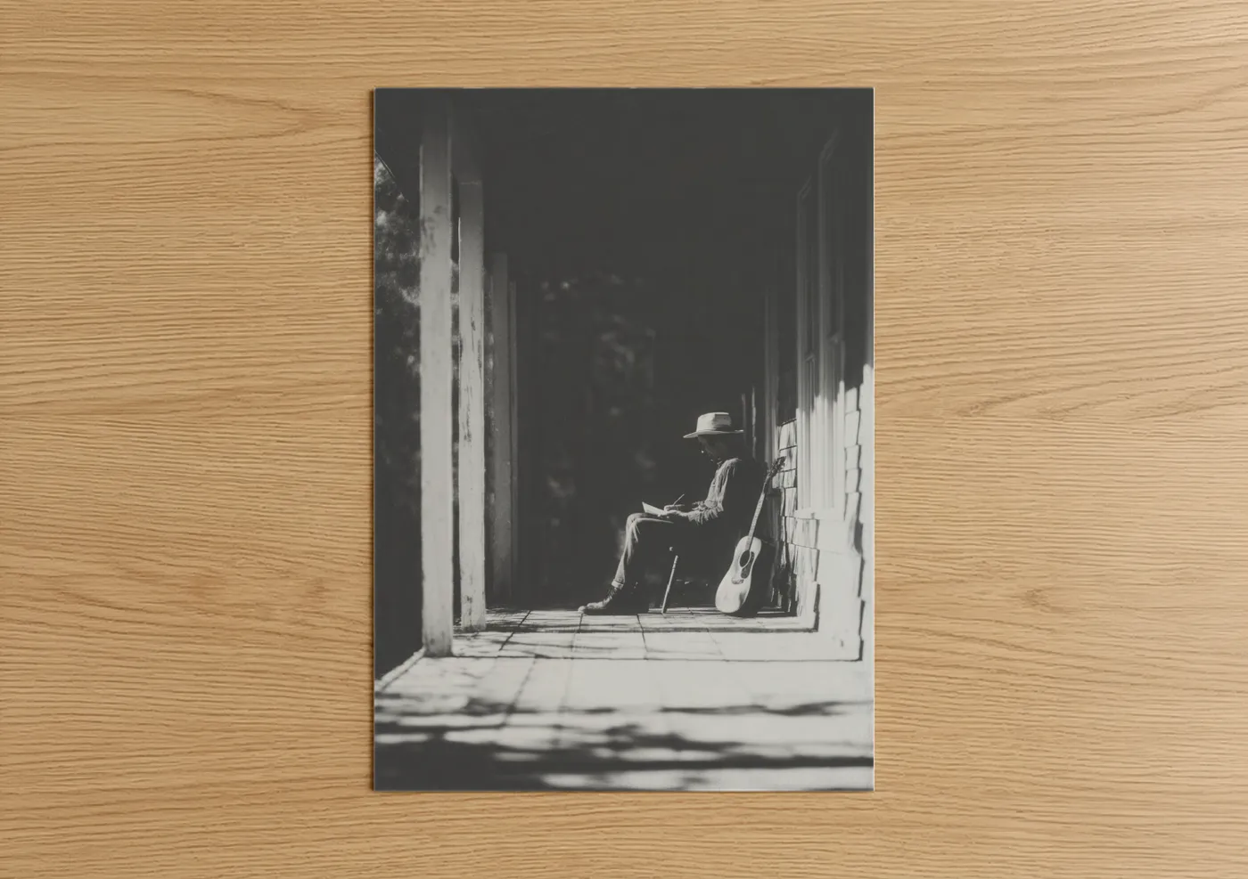Solitary Guitarist Country Music Portrait Wall Art