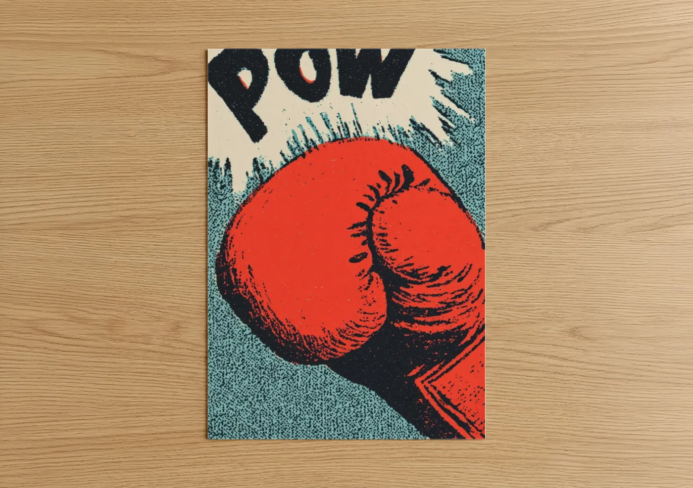 Bold Red Boxing Gloves Vintage Poster Wall Art
