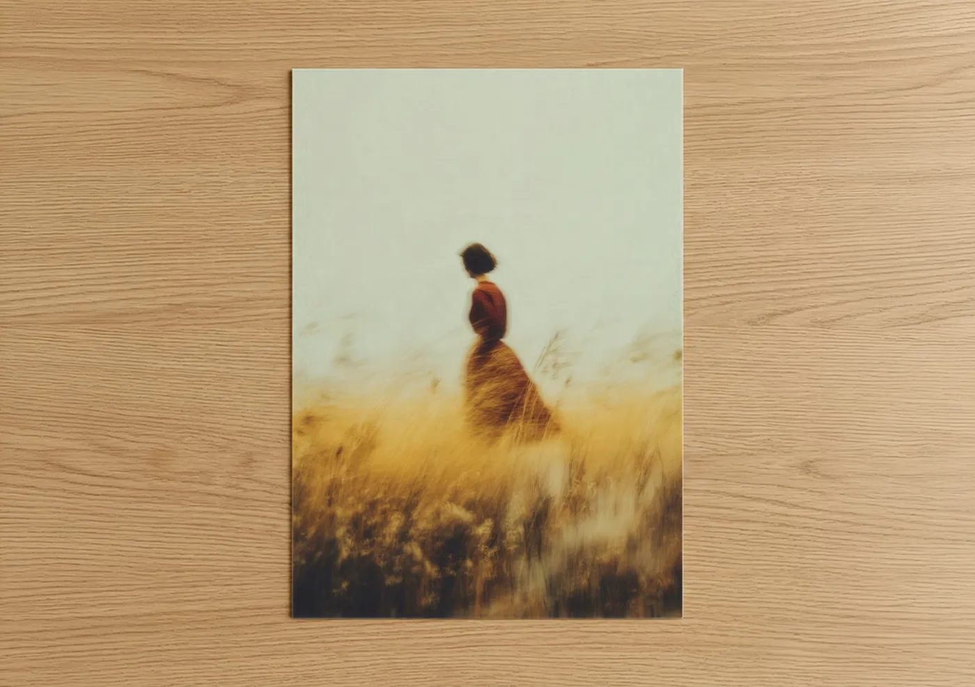 Woman in Golden Grain Field Portrait Wall Art