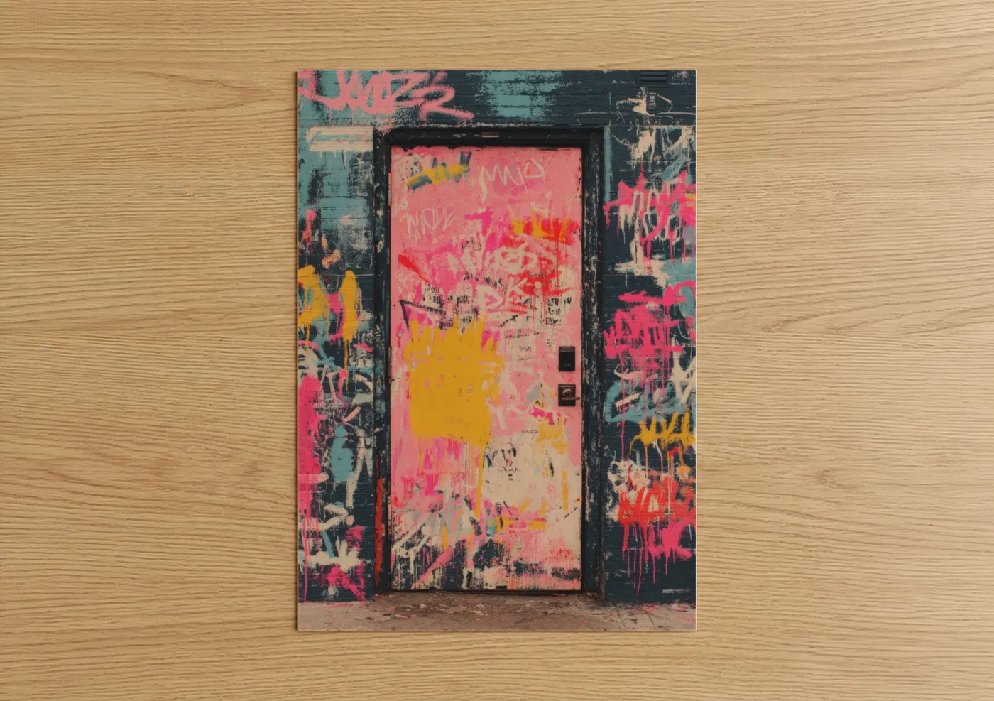 Colorful Graffiti Door Urban Street Wall Art