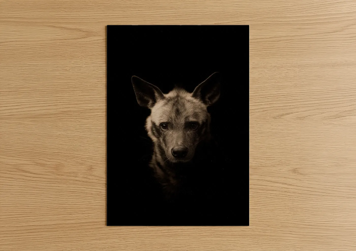 Shadowlit Hyena Portrait Dark Wildlife Wall Art