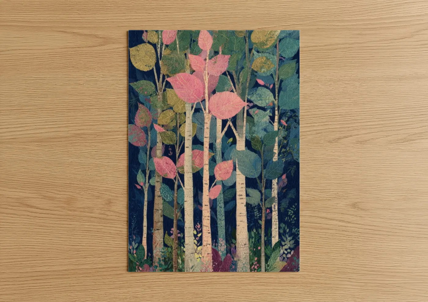 Autumn Birch Forest Watercolor Wall Art