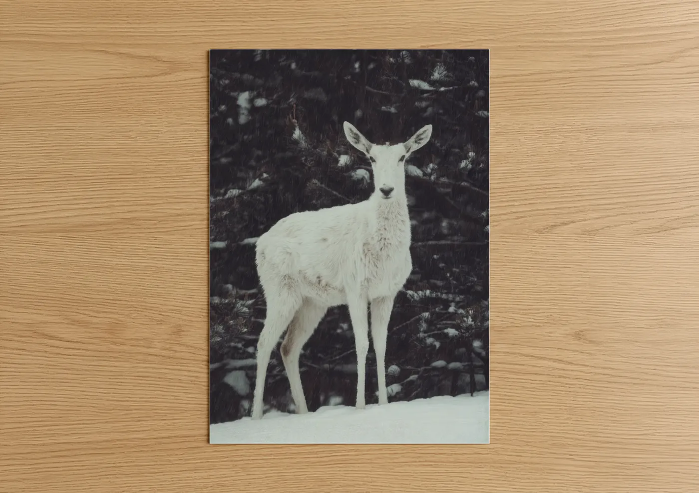 White Antelope Winter Forest Photography Wall Art