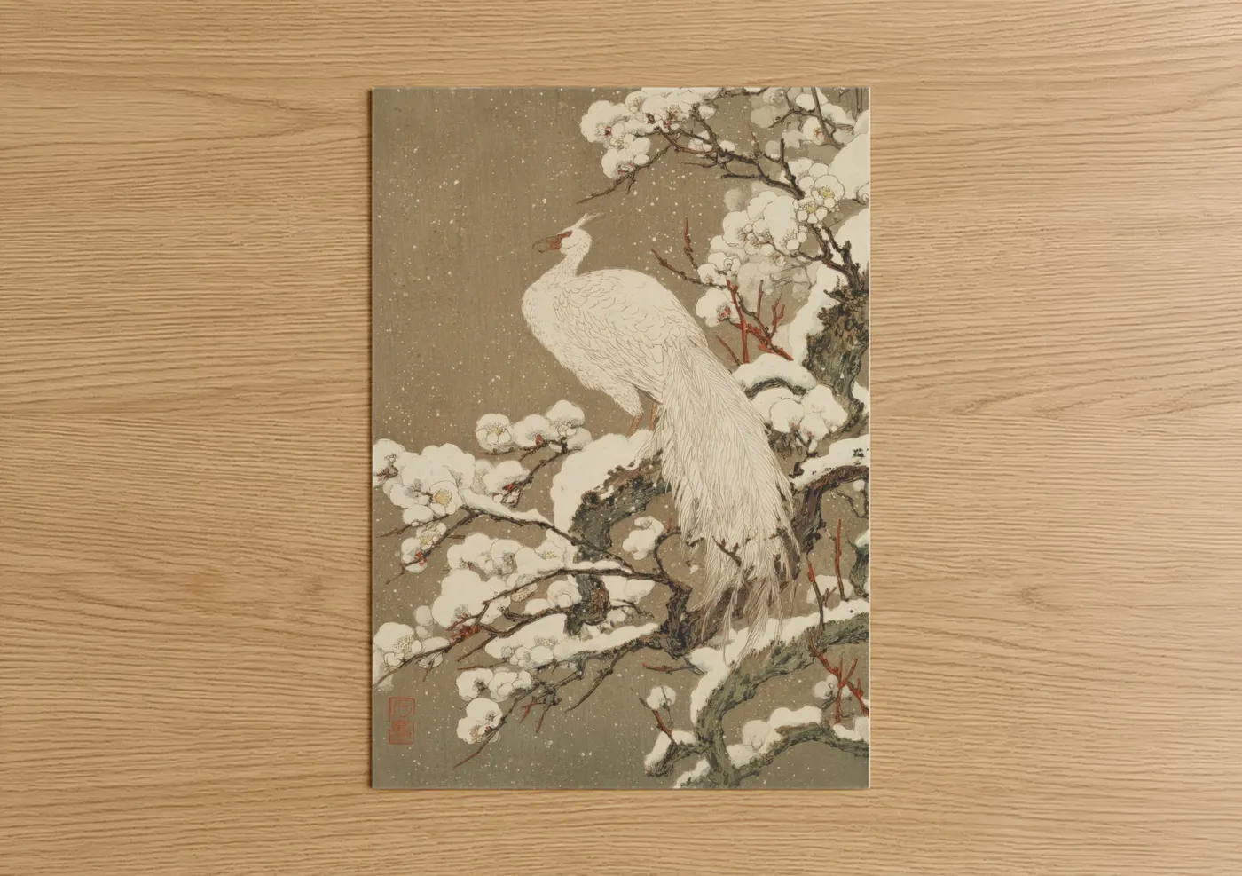 Snowy Phoenix Winter Art Print Wall Art
