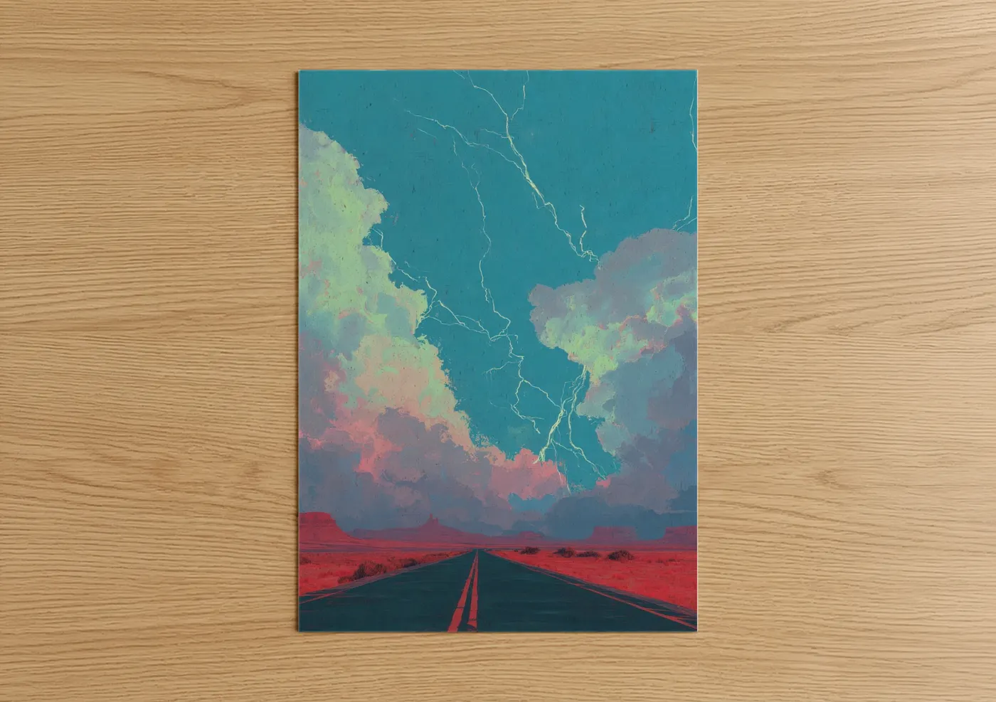 Desert Storm Approaching Road Sky Wall Art