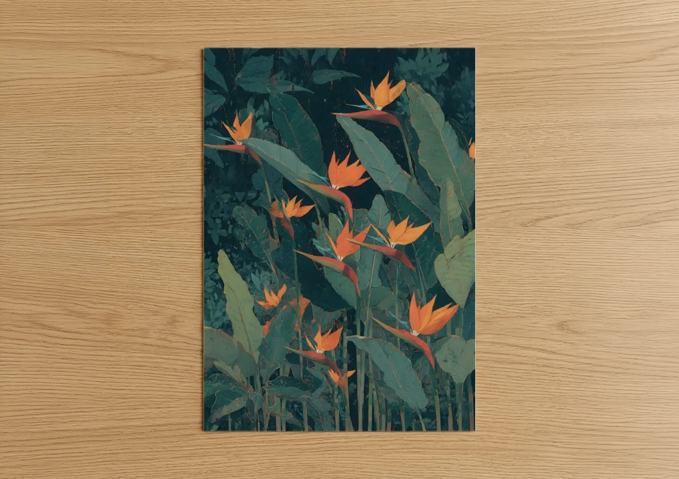 Tropical Birds of Paradise Orange Floral Wall Art