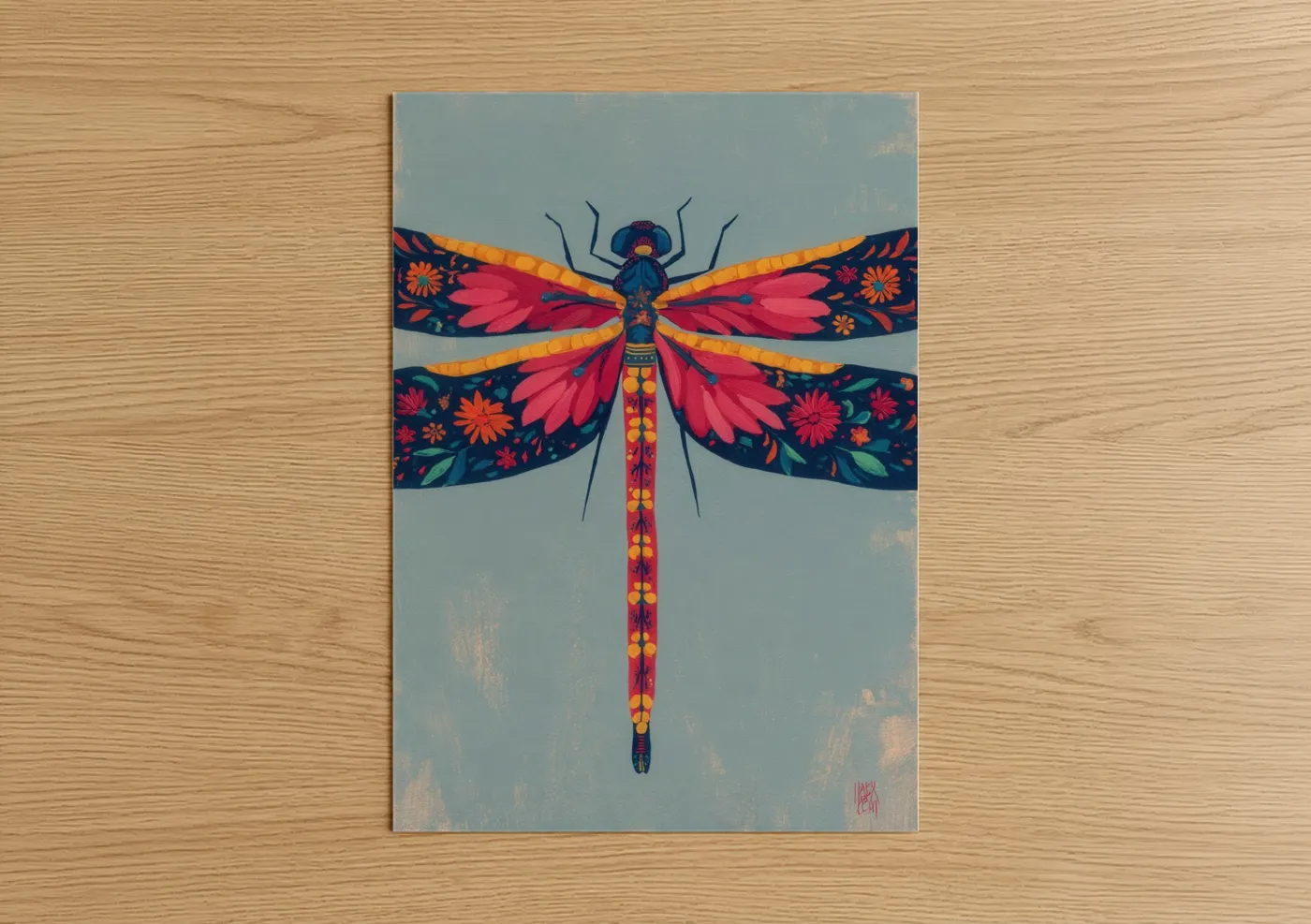 Floral Dragonfly Botanical Wall Art