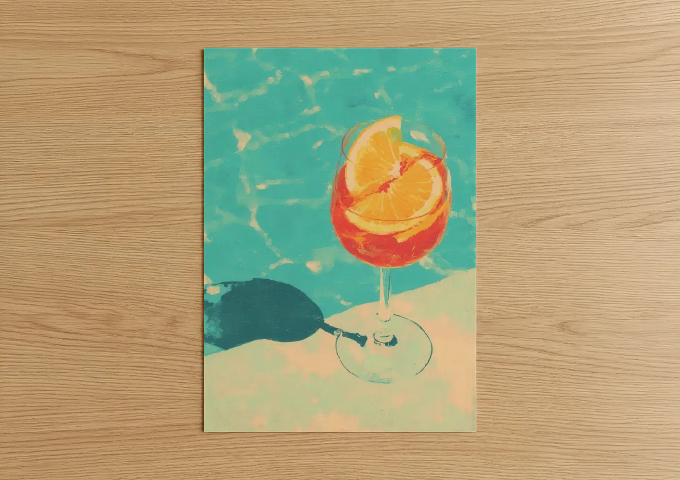 Tropical Sunset Cocktail Illustration Wall Art