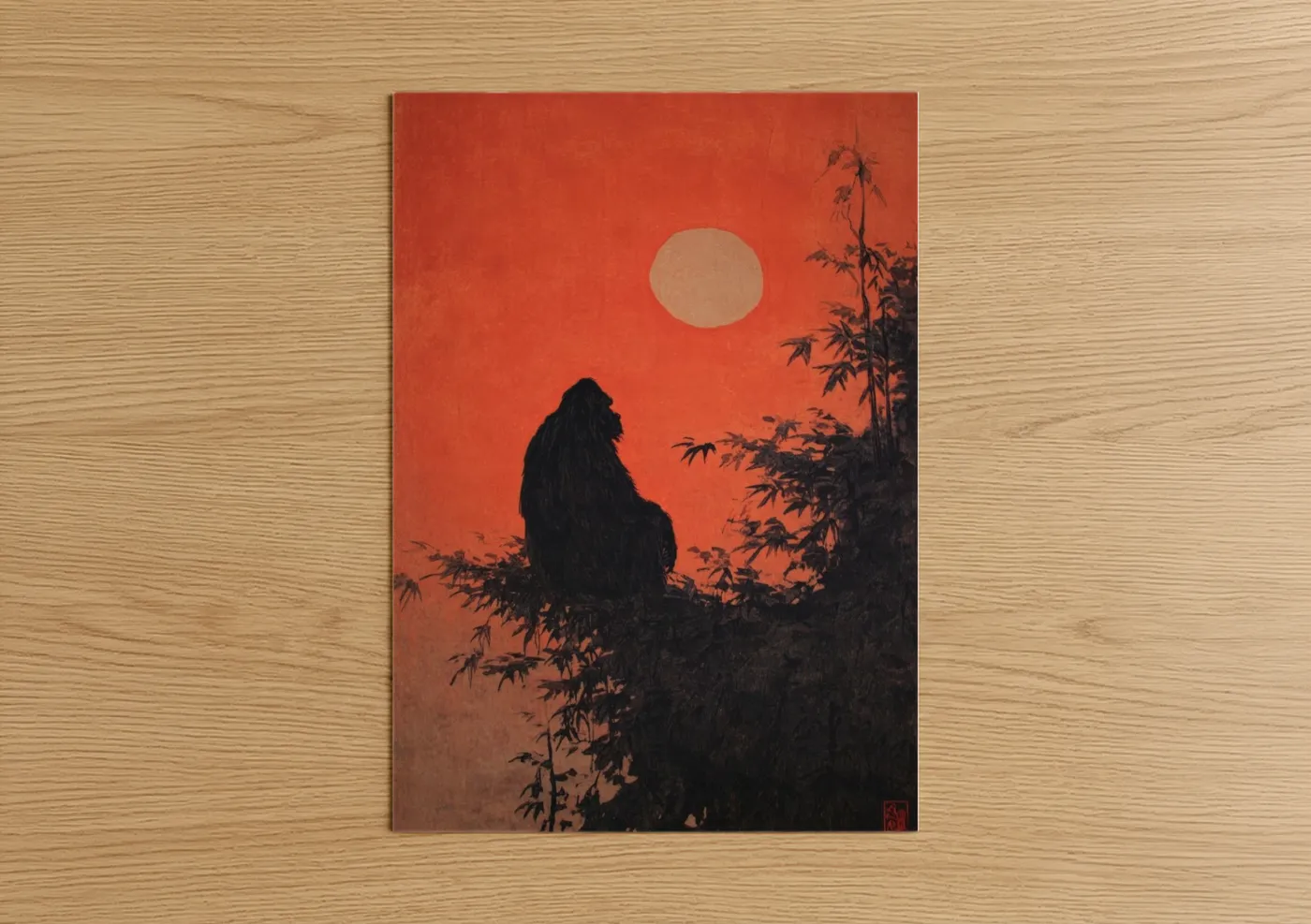 Orangutan Sunset Silhouette Wall Art