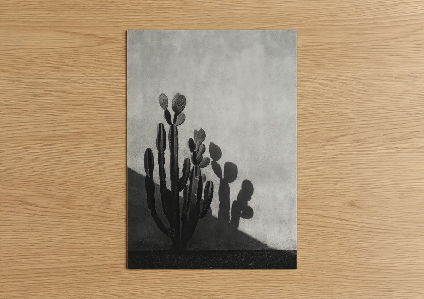 Desert Cactus Black and White Photography Wall Art