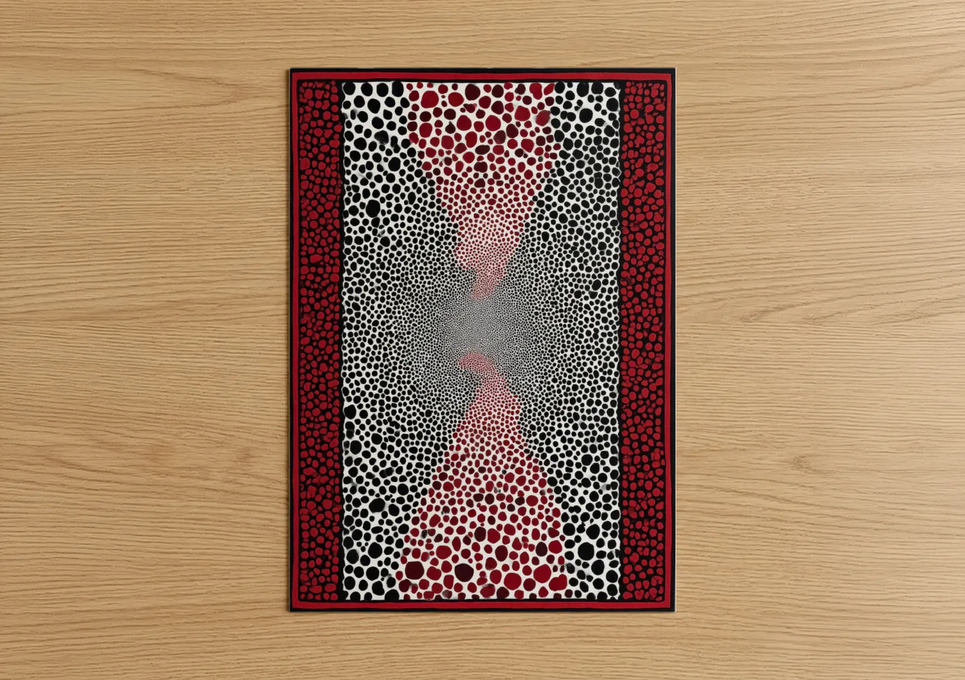 Red Black Dot Pattern Abstract Wall Art