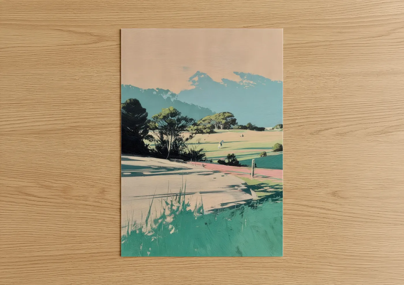 Alpine Pastoral Landscape Watercolor Wall Art
