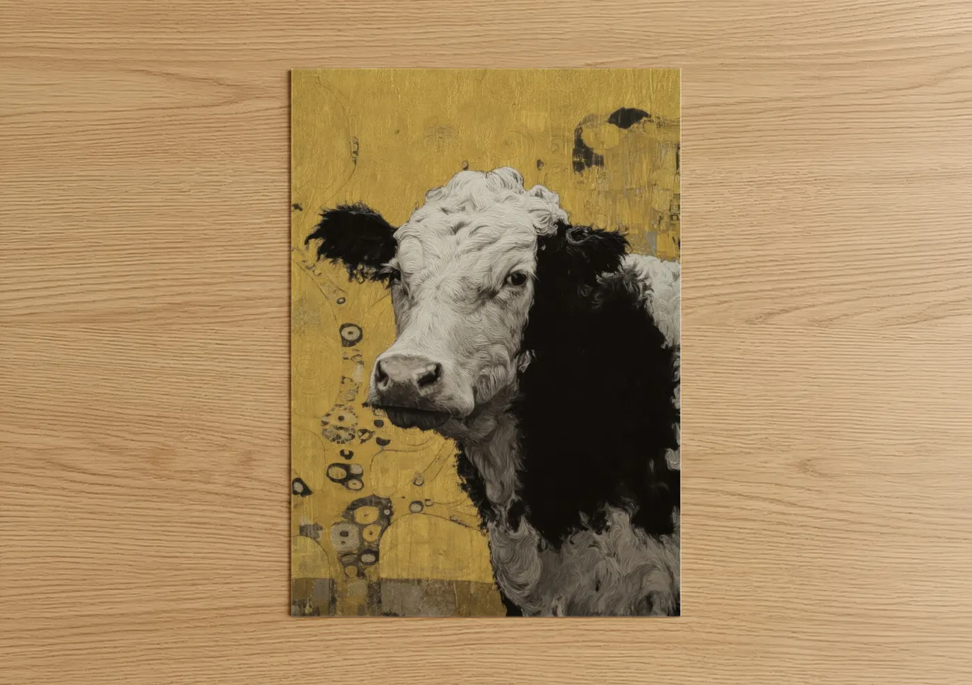 Hereford Cow Golden Yellow Wall Art