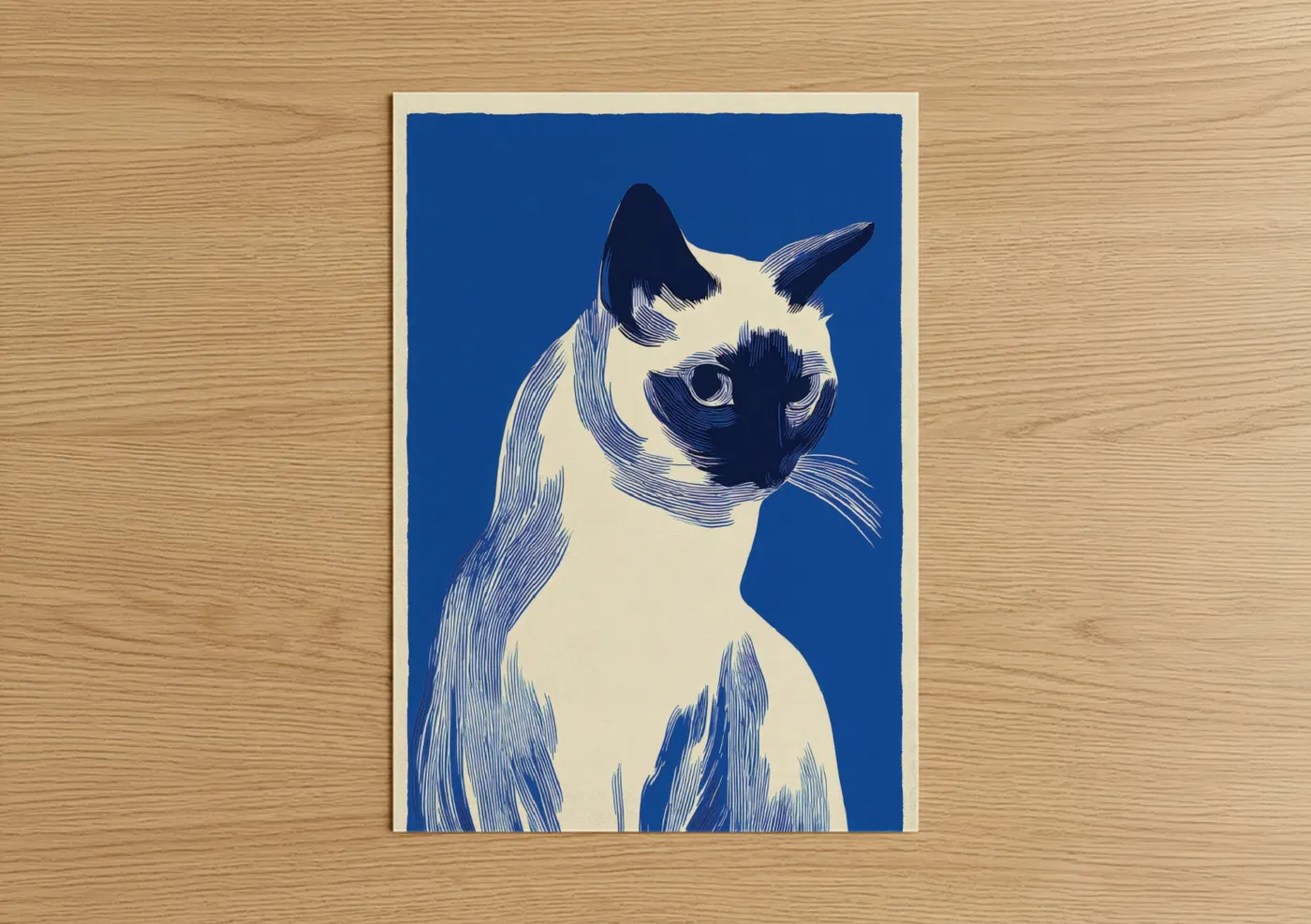 Siamese Cat Blue Modern Art Print Wall Art