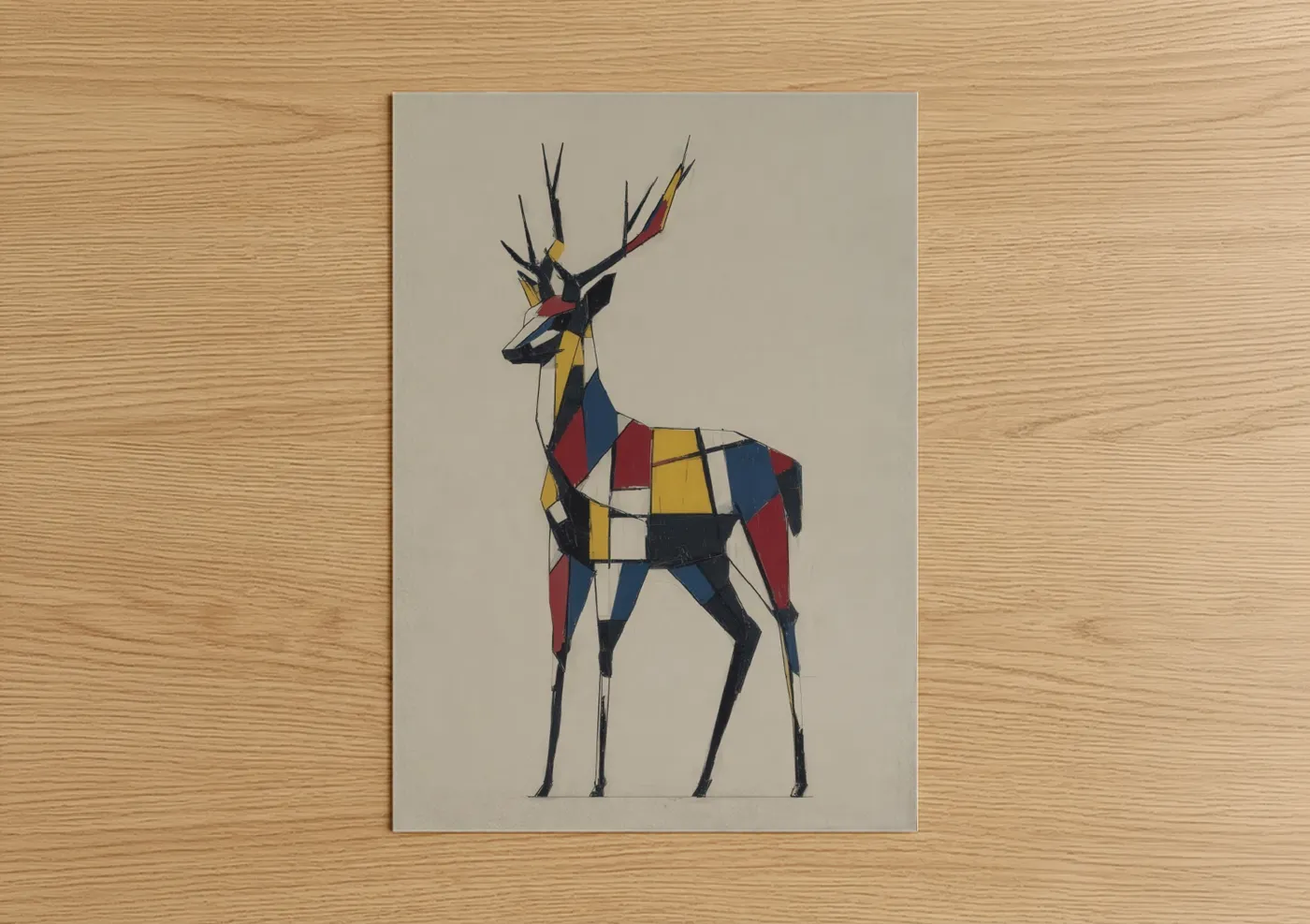 Geometric Reindeer Abstract Art Wall Art