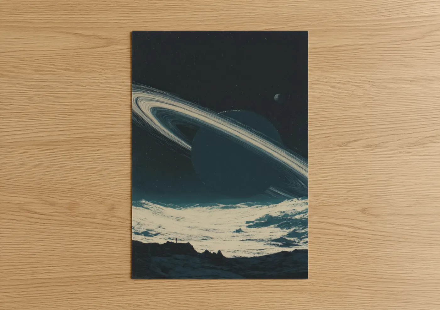 Ringed Planet Alien Landscape Space Wall Art