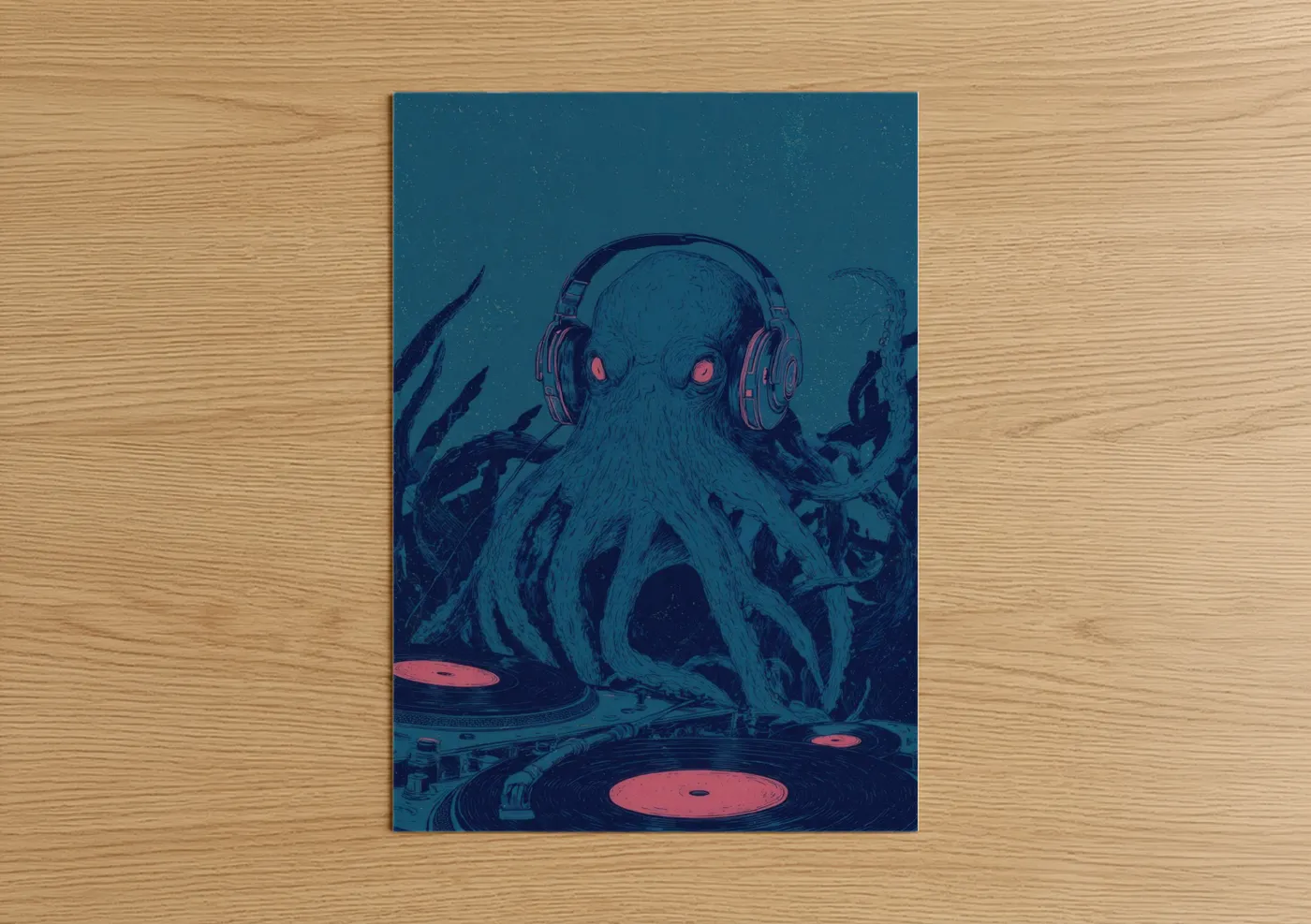 Cosmic Octopus DJ Headphones Music Wall Art