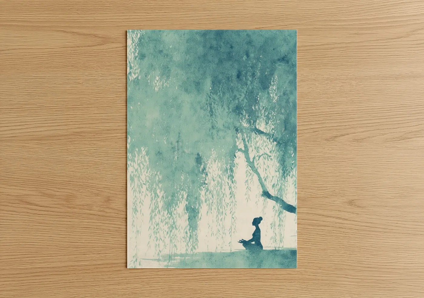 Peaceful Yoga Meditation Watercolor Wall Art