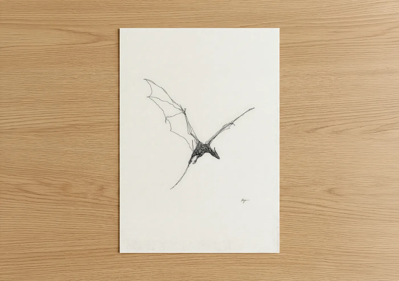 Minimalist Dragon Sketch Line Wall Art
