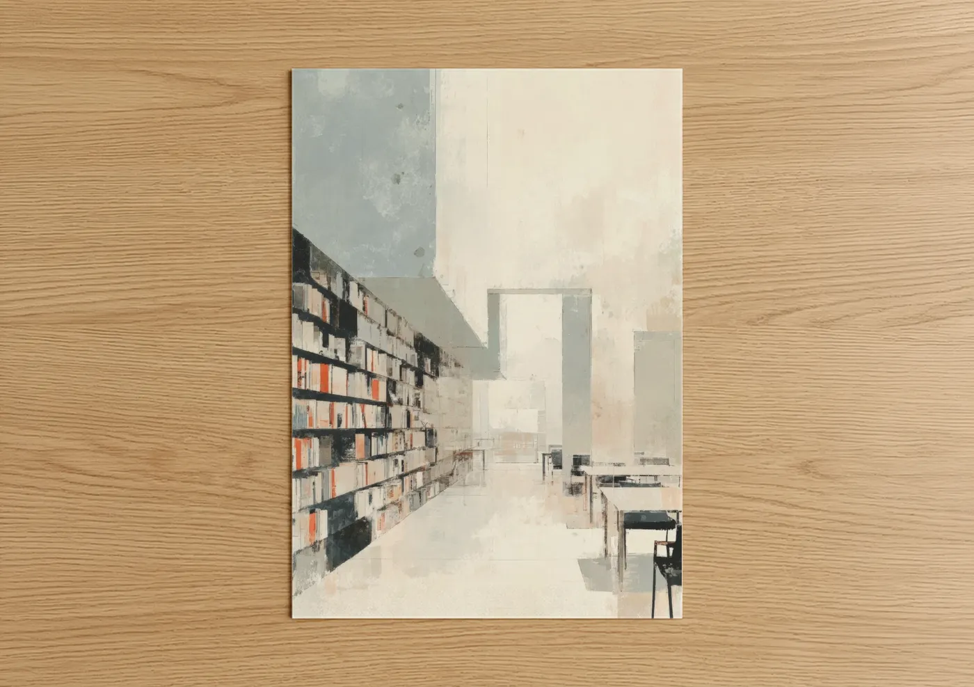 Modern Library Interior Architecture Design Wall Art