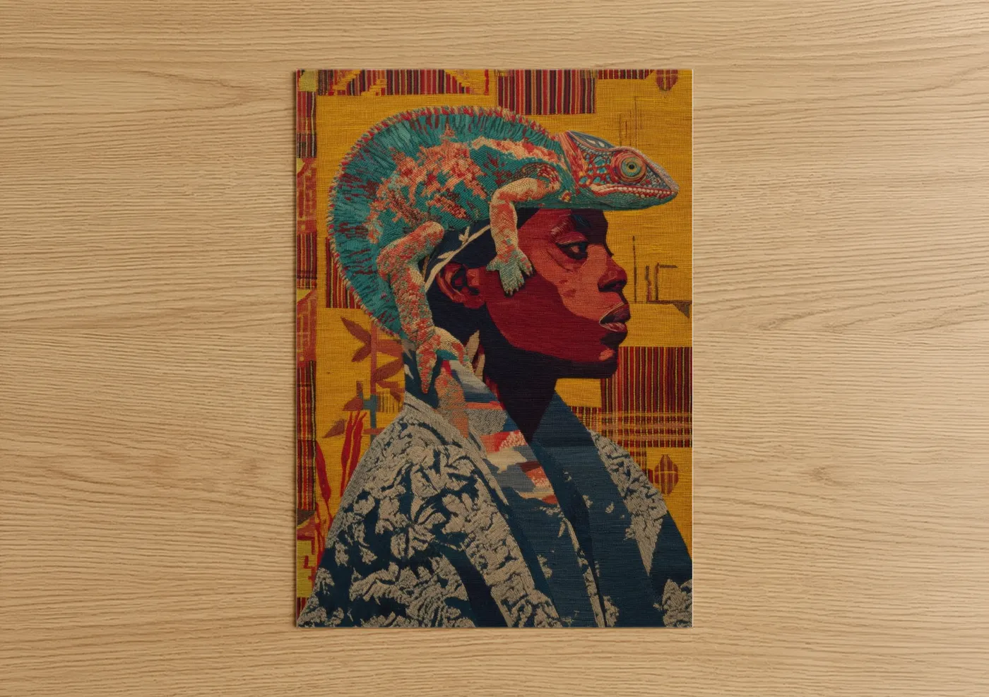 Colorful Chameleon Profile Portrait Wall Art