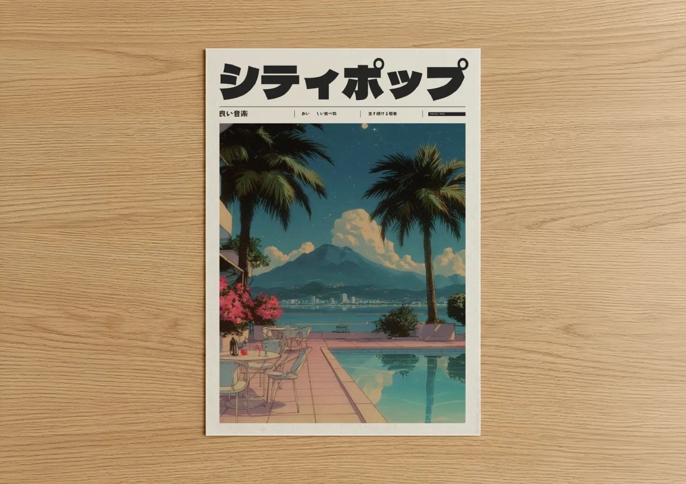 Tropical Anime Sunset Mountain View Wall Art