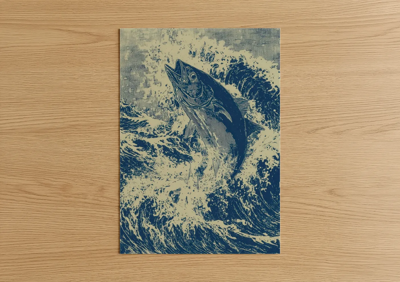 Leaping Tuna Crashing Waves Wall Art
